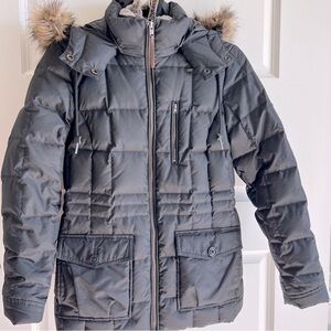 Eddie Bauer down parka black women’s puffer coat